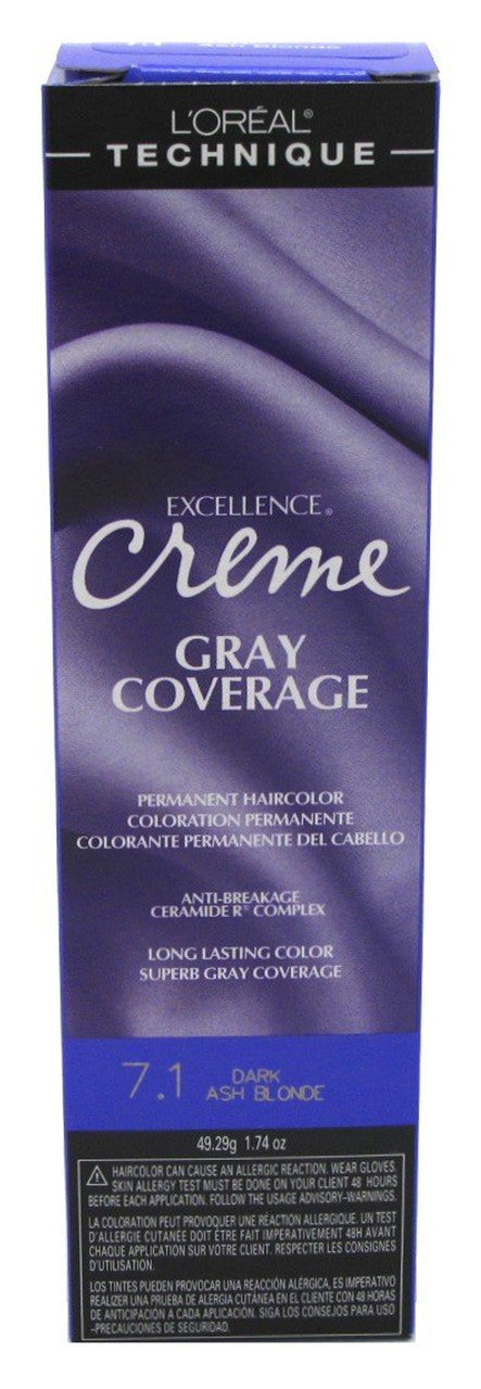 Loreal Technique Excellence Creme Gray Coverage 7.1 Dark Ash Blonde, 1.74 Oz